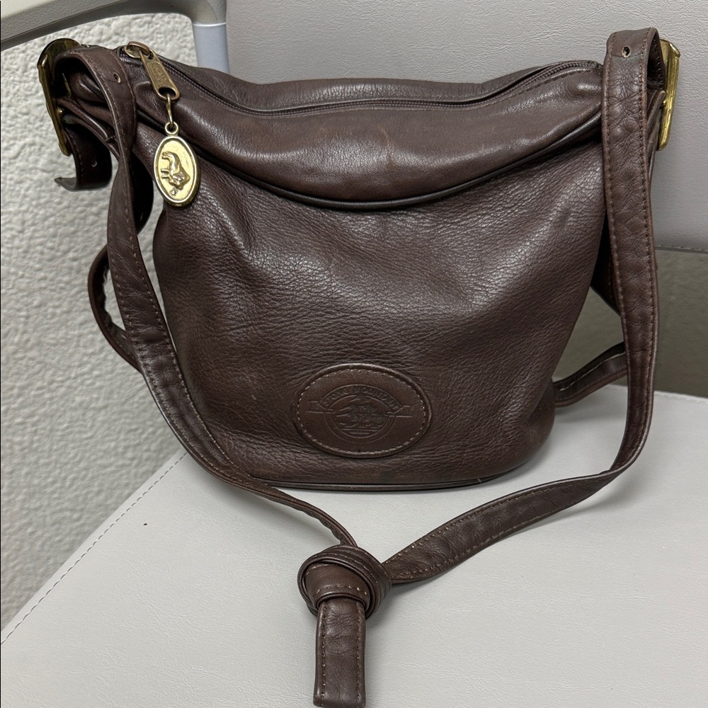 Vintage Stone Mountain Accessories Vintage Dark Brown Mini Bucket Bag.